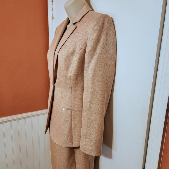 Elie Tahari Gold Blazer Sheath Dress Suit Size 2 4 - Picture 3 of 12